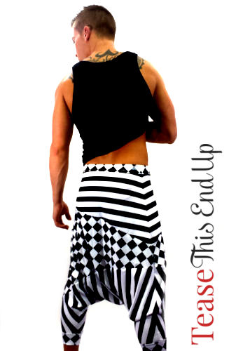 black and white striped harem pants