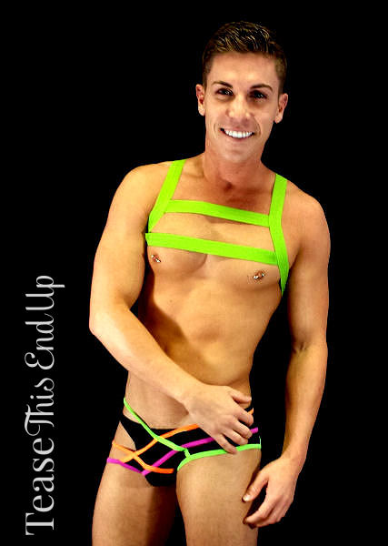 Lime Chest Straps Circuit Party Clothing